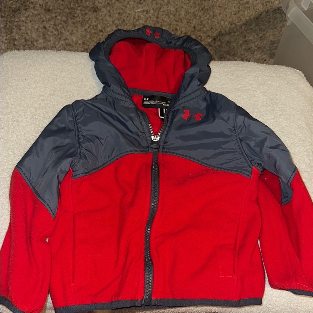 Under Armour Kids' Red and Gray Hoodie